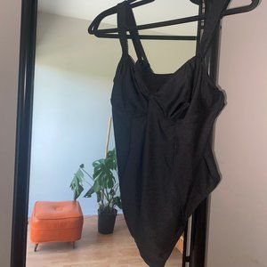 Out From Under Valentina Black Satin Bodysuit